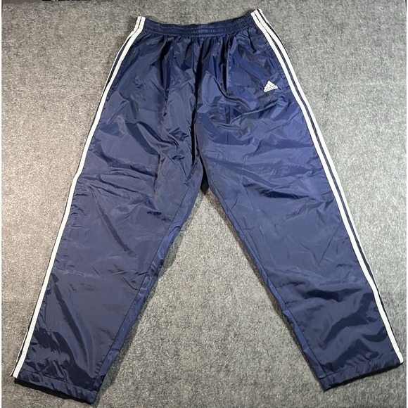 adidas Other - Vintage Adidas Snap Button Track Pants Men's XL Blue Silky Baggy Wide Leg Y2K